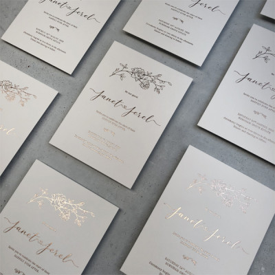 Rose gold wedding invitations