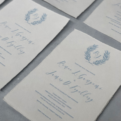Deckled edge letterpress invitations