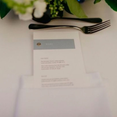 Custom wedding menu and personalised place card