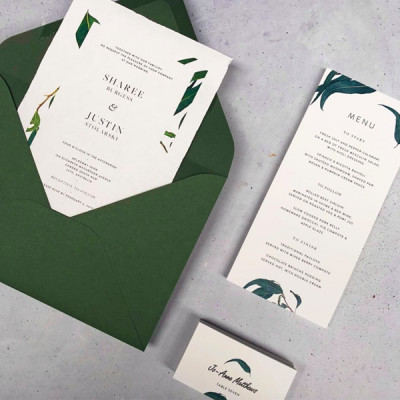 Wedding menu placeards and invitation